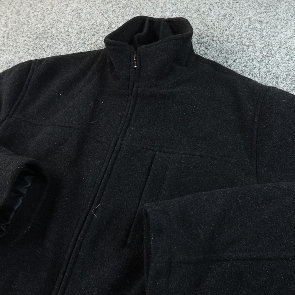 Calvin Klein‎ Jacket Mens L Black Wool Full Zip Overcoat Pea Coat Parka Casual